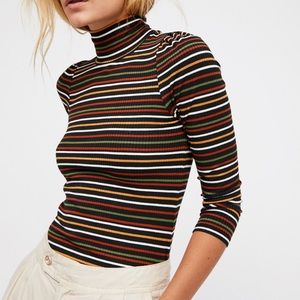 Free People “I’m Cute” Striped Turtleneck